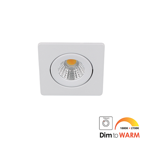 LED mini spot kantelbaar 5Watt vierkant WIT IP54 dimbaar - dim to warm